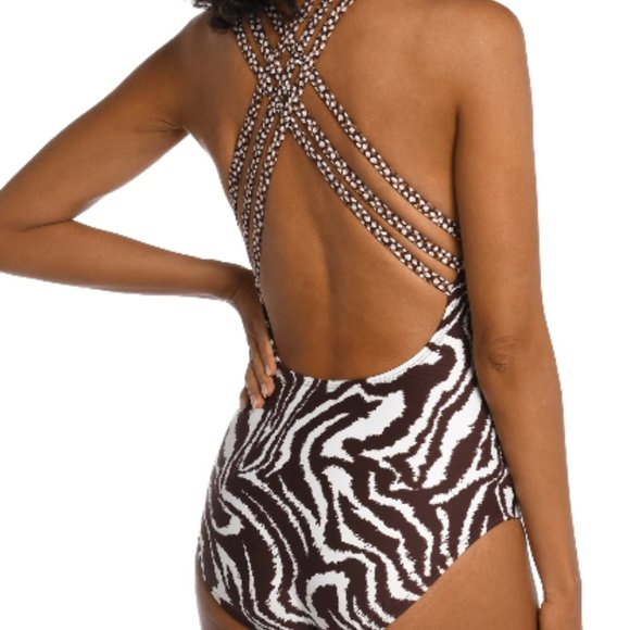 Fierce Lines Multi-Strap Cross-Back One Piece - Picture 2 of 3